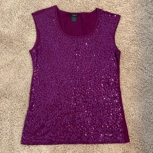 Sleeveless purple sequin shirt